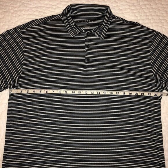 NIKE GOLF Fit Dry Performance Mens XL Black/White Striped S/S Polo Shirt EUC - Picture 6 of 8